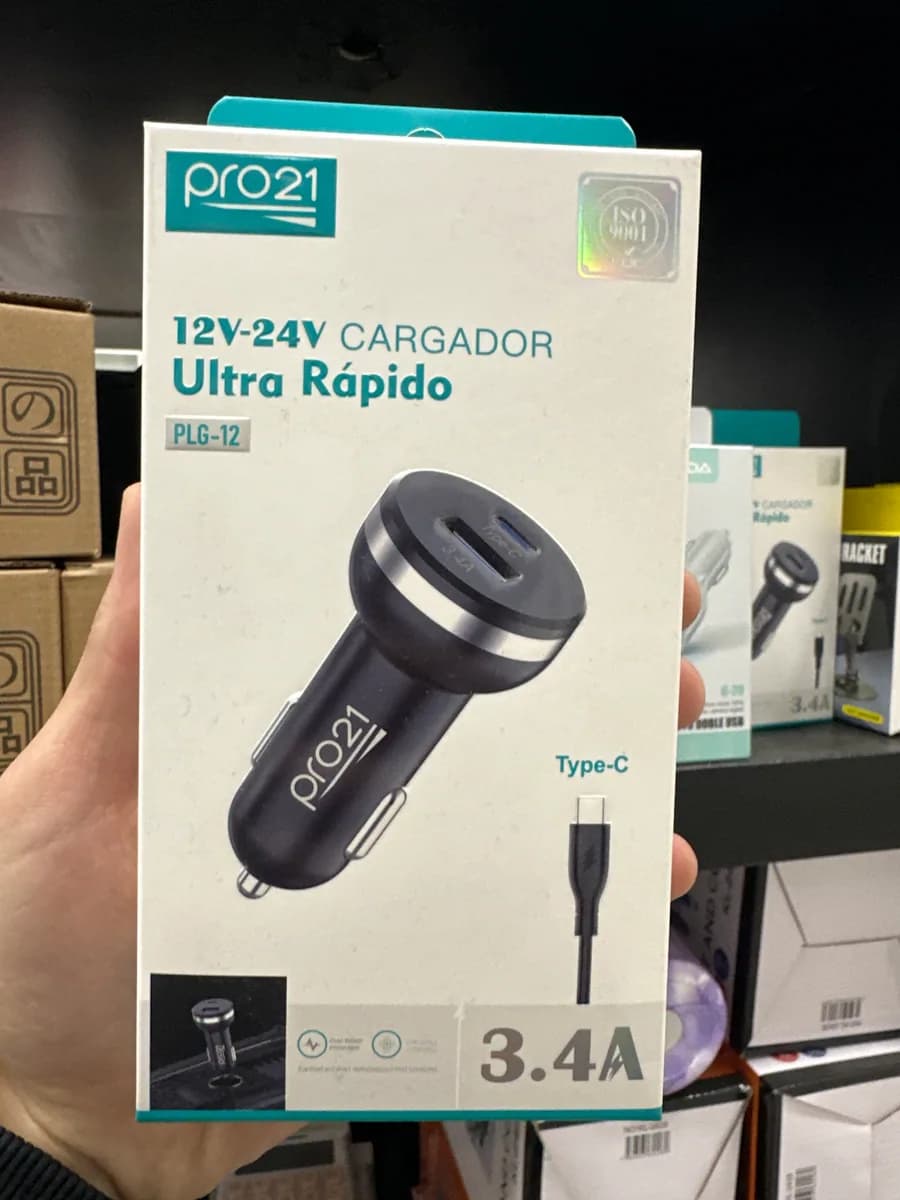 Cargador auto USB y tipo C